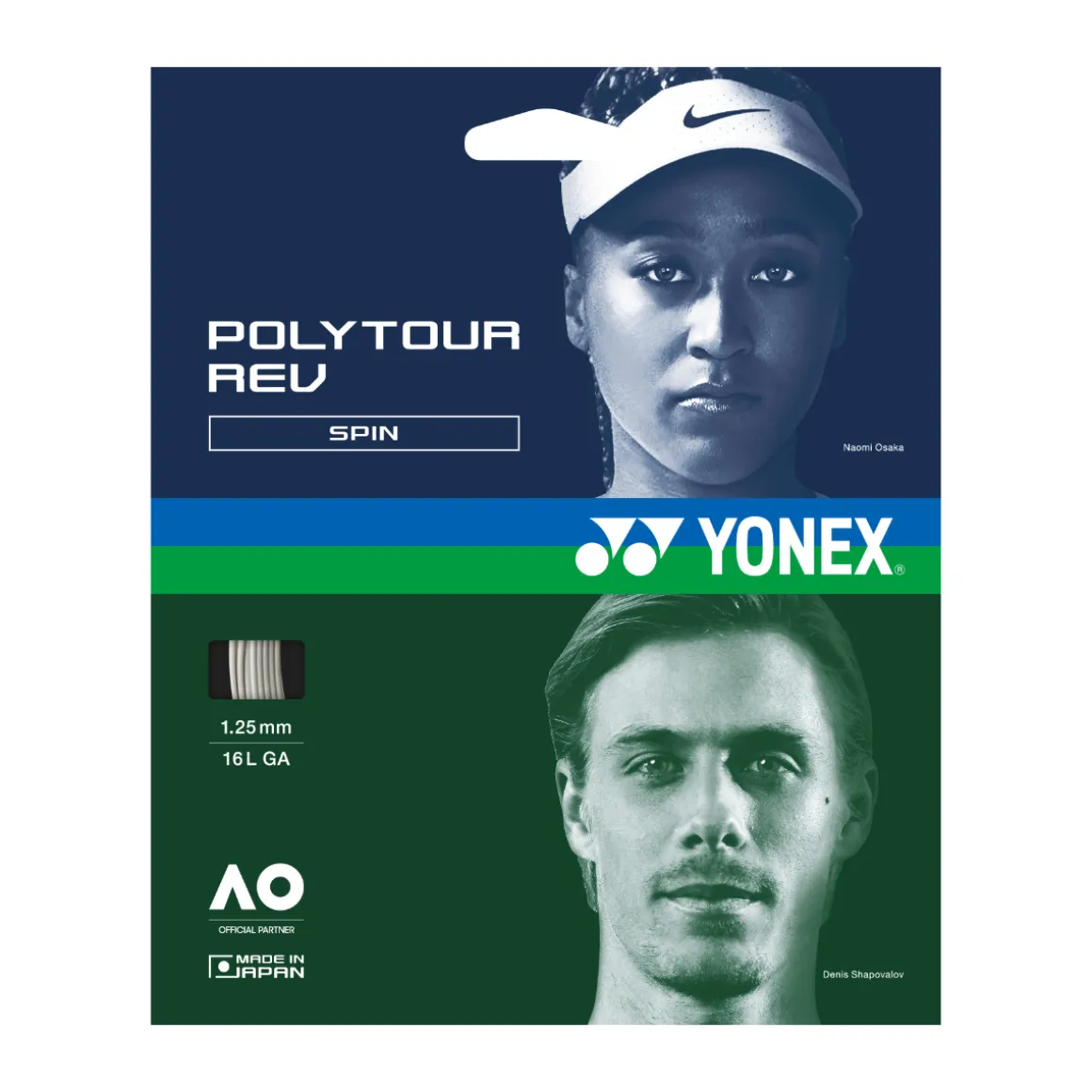 Yonex Poly Tour Rev weiß Single Set 1.25